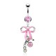 Piercing nombril noeud papillon 15 - Rose et blanc