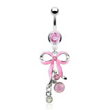 Piercing nombril noeud papillon 15 - Rose ou blanc