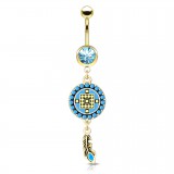 Piercing nombril attrape rêve 13 - Style antique pendant