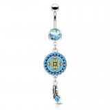 Piercing nombril attrape rêve 13 - Style antique pendant