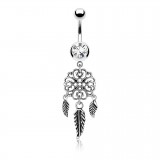 Piercing nombril plume 10 - Rosas trois plumes