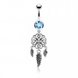 Piercing nombril plume 10 - Rosas trois plumes