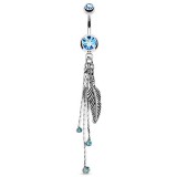 Piercing nombril plume 18 - Trois chainettes strass
