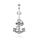 Piercing nombril ancre marine 03 - Corde multiples strass
