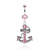 Piercing nombril ancre marine 03 - Corde multiples strass