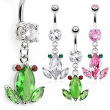 Piercing nombril grenouille trois zircones (43)