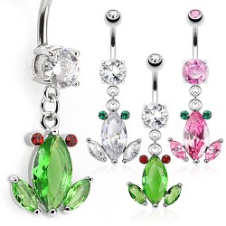 Piercing nombril grenouille trois zircones (43)