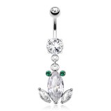 Piercing nombril grenouille trois zircones (43)