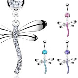 Piercing nombril libellule corps courbé strass (81)