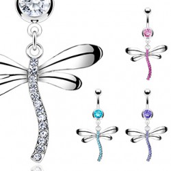 Piercing nombril libellule corps courbé strass (81)