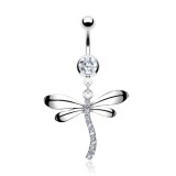 Piercing nombril libellule corps courbé strass (81)