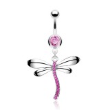 Piercing nombril libellule corps courbé strass (81)