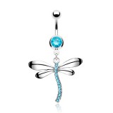 Piercing nombril libellule corps courbé strass (81)