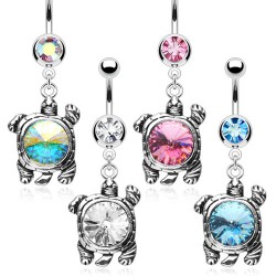Piercing nombril tortue avec strass rond (10)