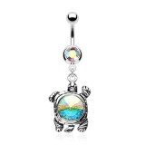 Piercing nombril tortue avec strass rond (10)