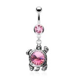 Piercing nombril tortue avec strass rond (10)