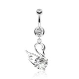 Piercing nombril cygne avec zircone rond (15)