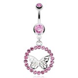 Piercing nombril papillon dans cercle de strass (47)