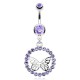 Piercing nombril papillon dans cercle de cristaux lilas (47)