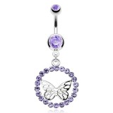 Piercing nombril papillon dans cercle de strass (47)