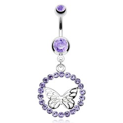 Piercing nombril papillon dans cercle de strass (47)