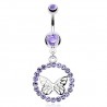 Piercing nombril papillon dans cercle de cristaux lilas (47)