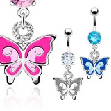 Piercing nombril papillon ailes colorées (56)