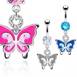 Piercing nombril papillon ailes colorées (56)