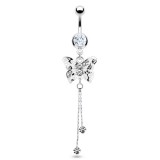 Piercing nombril papillon deux chainettes (80)