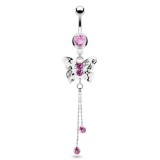 Piercing nombril papillon deux chainettes (80)