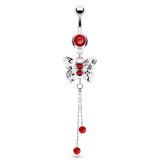 Piercing nombril papillon deux chainettes (80)