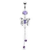 Piercing nombril papillon deux chainettes (80)
