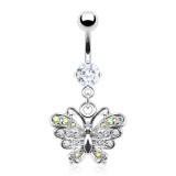 Piercing nombril petit papillon multiples strass (89)