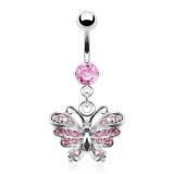 Piercing nombril petit papillon multiples strass (89)