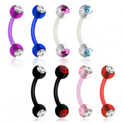 Piercing pour arcade acry 28 - Flexible boules strass