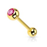 Piercing langue plaqué-or 02 - Strass