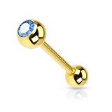 Piercing langue plaqué-or 02 - Strass