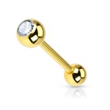 Piercing langue plaqué-or 02 - Strass