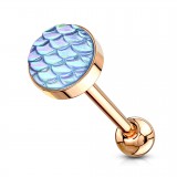 Piercing langue plaqué-or 12 - Rose écailles
