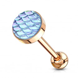 Piercing langue plaqué-or 12 - Rose écailles