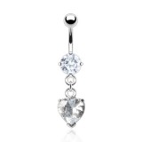 Piercing nombril cristal 01 - Coeur deluxe
