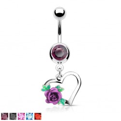 Piercing nombril coeur 08 - Rose