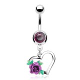 Piercing nombril coeur 08 - Rose