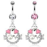 Piercing nombril coeur 12 - Love perle