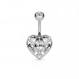 Piercing nombril coeur 13 - Zircone central