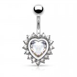 Piercing nombril coeur 21 - Entouré de zircones ronds