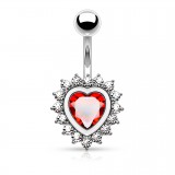 Piercing nombril coeur 21 - Entouré de zircones ronds