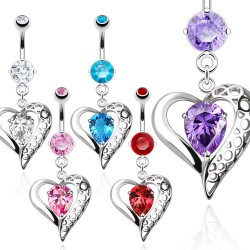 Piercing nombril coeur 23 - Zircone coloré