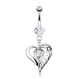 Piercing nombril coeur 23 - Zircone coloré