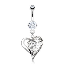 Piercing nombril coeur 23 - Zircone coloré